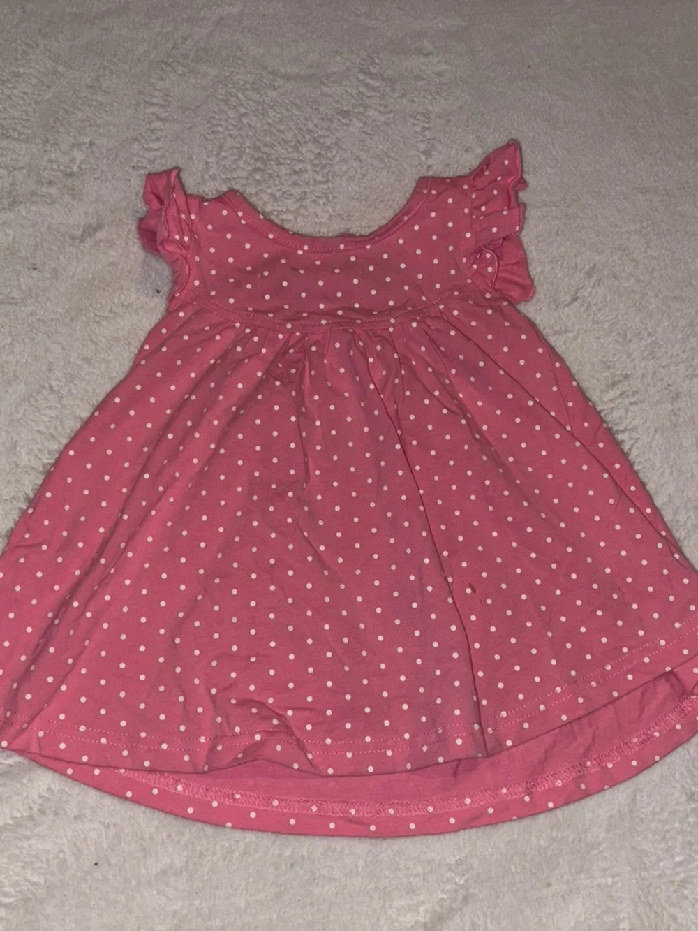 Girls Pink Polka Dot Short Sleeve Dress - Casual Everyday